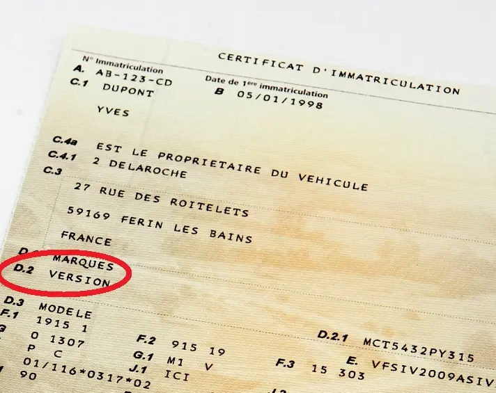 emplacement tvv carte grise